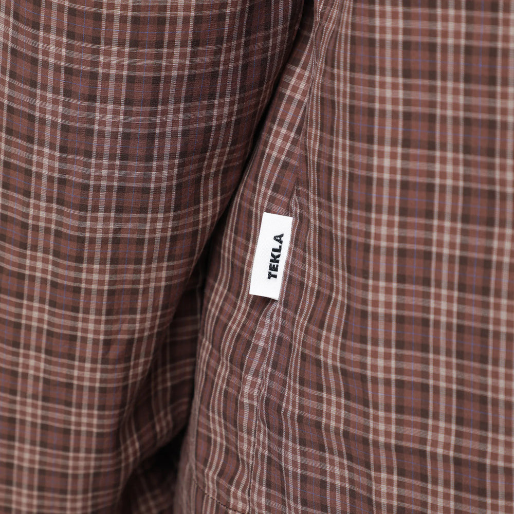 Tekla - Serra-colored cotton pajama shirt with check pattern Brand Apparel & Accessories > Clothing > Shirts & Tops