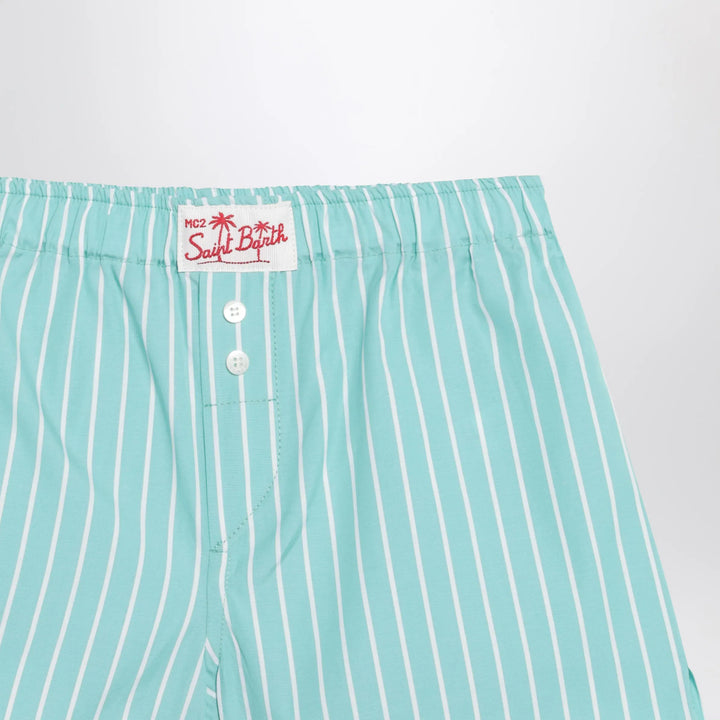 MC2 Saint Barth - Aqua green striped cotton Shorts Brand Apparel &amp; Accessories > Clothing > Shorts