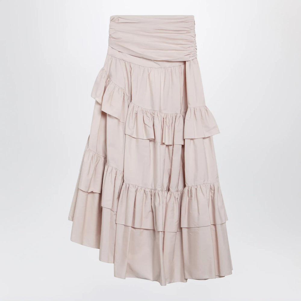 Chloé - Long ruffled cotton poplin skirt in pink Brand Apparel & Accessories > Clothing > Skirts 38  FR