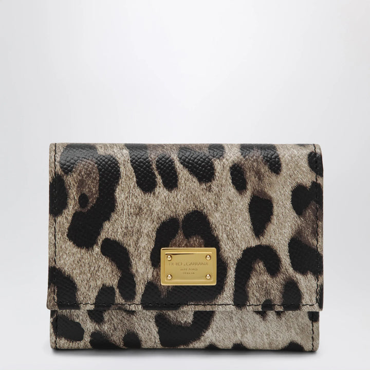 Dolce&amp;Gabbana - Dauphine calfskin wallet with leopard print Brand Apparel &amp; Accessories U