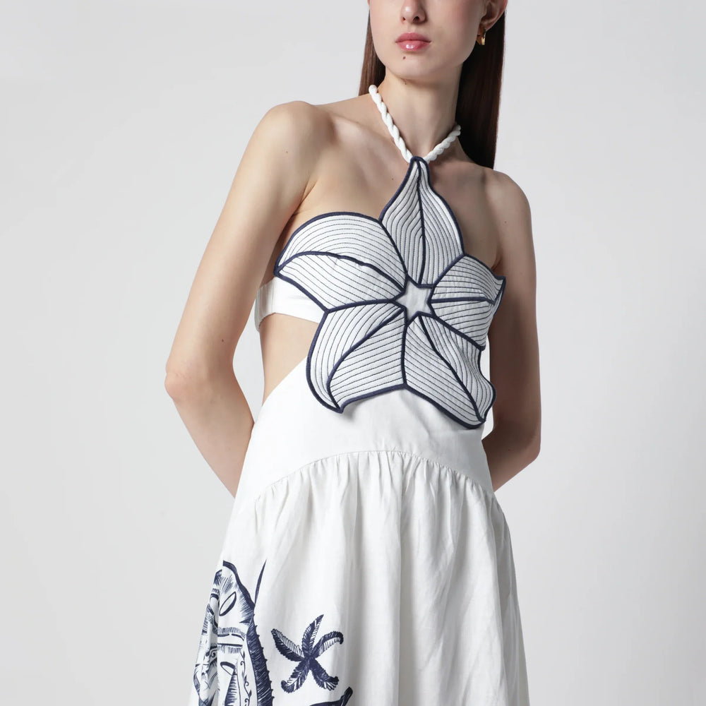 FARM Rio - Coast Stars printed linen midi dress Brand Apparel & Accessories