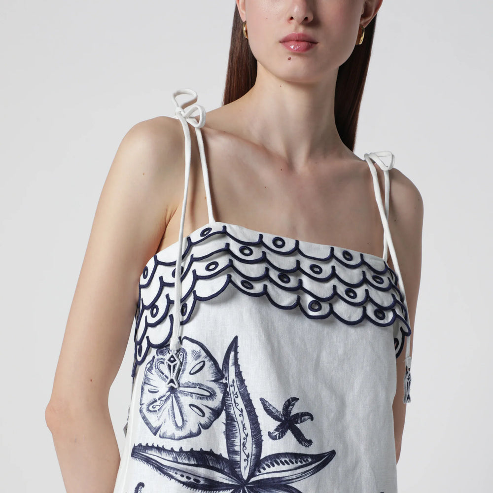 FARM Rio - Coast Stars printed linen midi dress Brand Apparel & Accessories