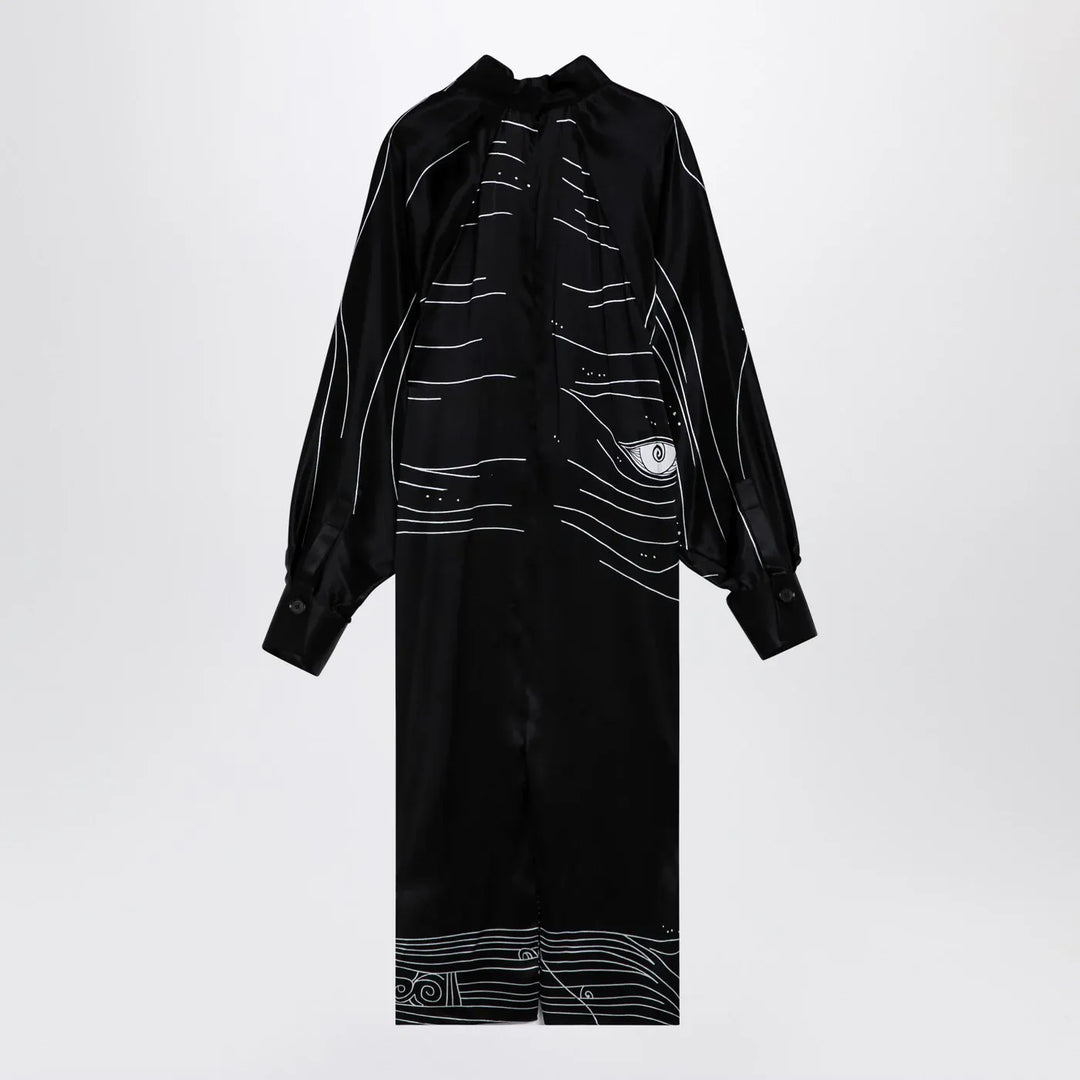 Ferragamo - Black silk satin midi dress Brand Apparel &amp; Accessories