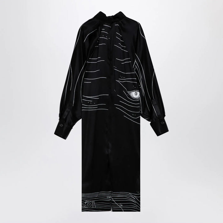 Ferragamo - Black silk satin midi dress Brand Apparel &amp; Accessories