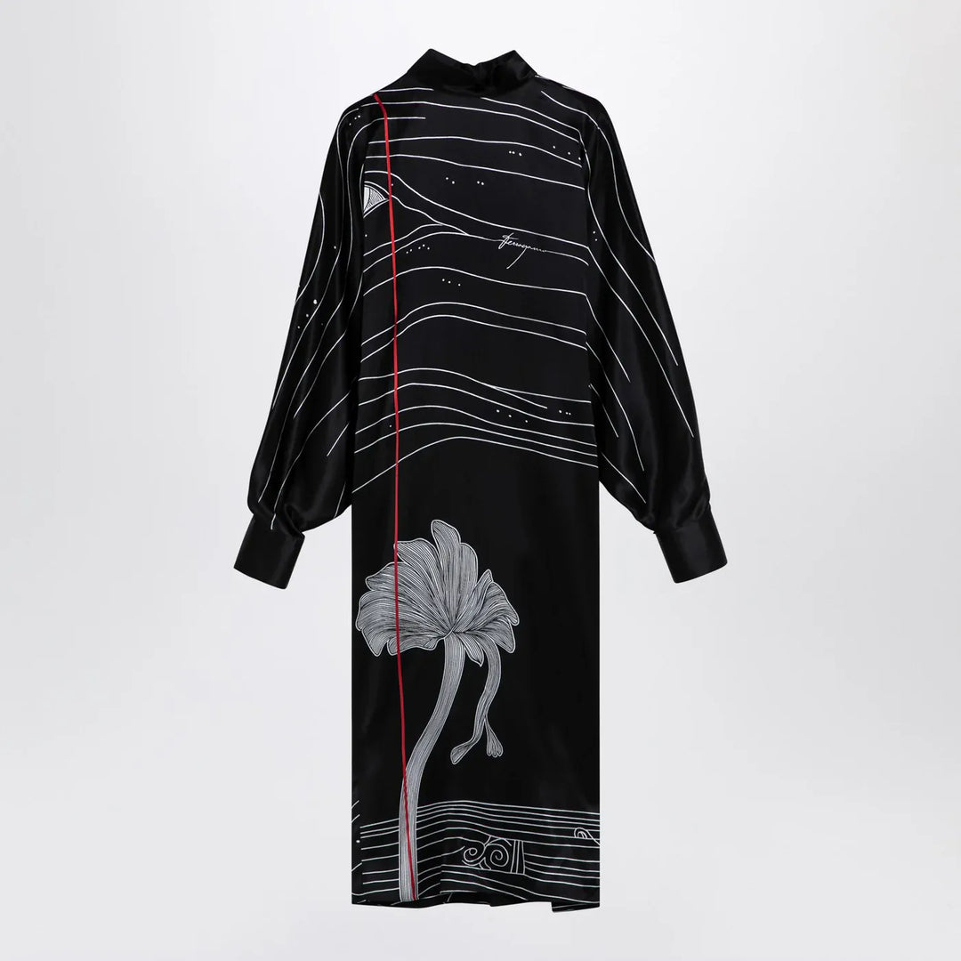 Ferragamo - Black silk satin midi dress Brand Apparel &amp; Accessories M