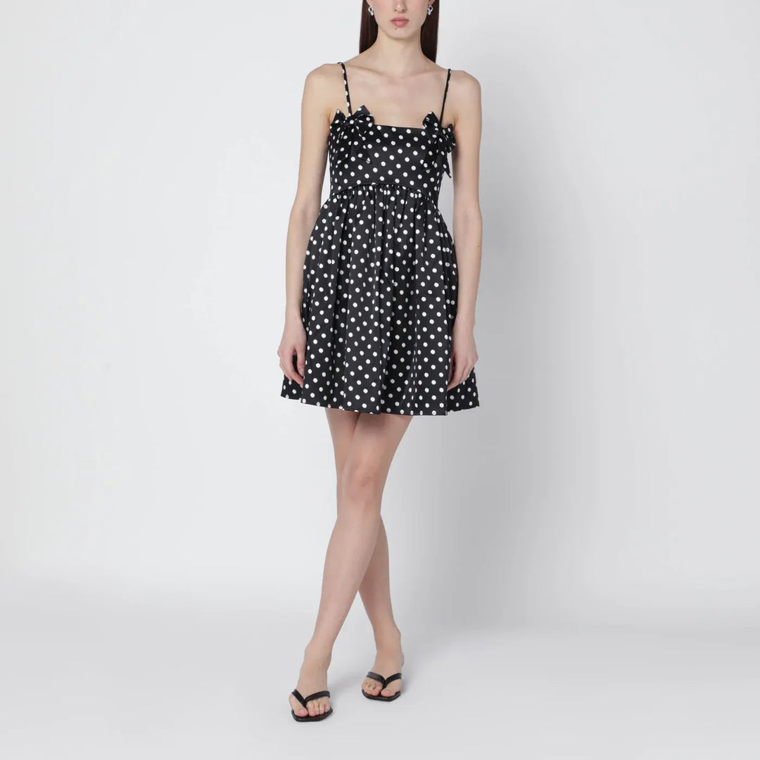 GANNI - Black satin mini dress with polka dots Brand Apparel &amp; Accessories 34  FR