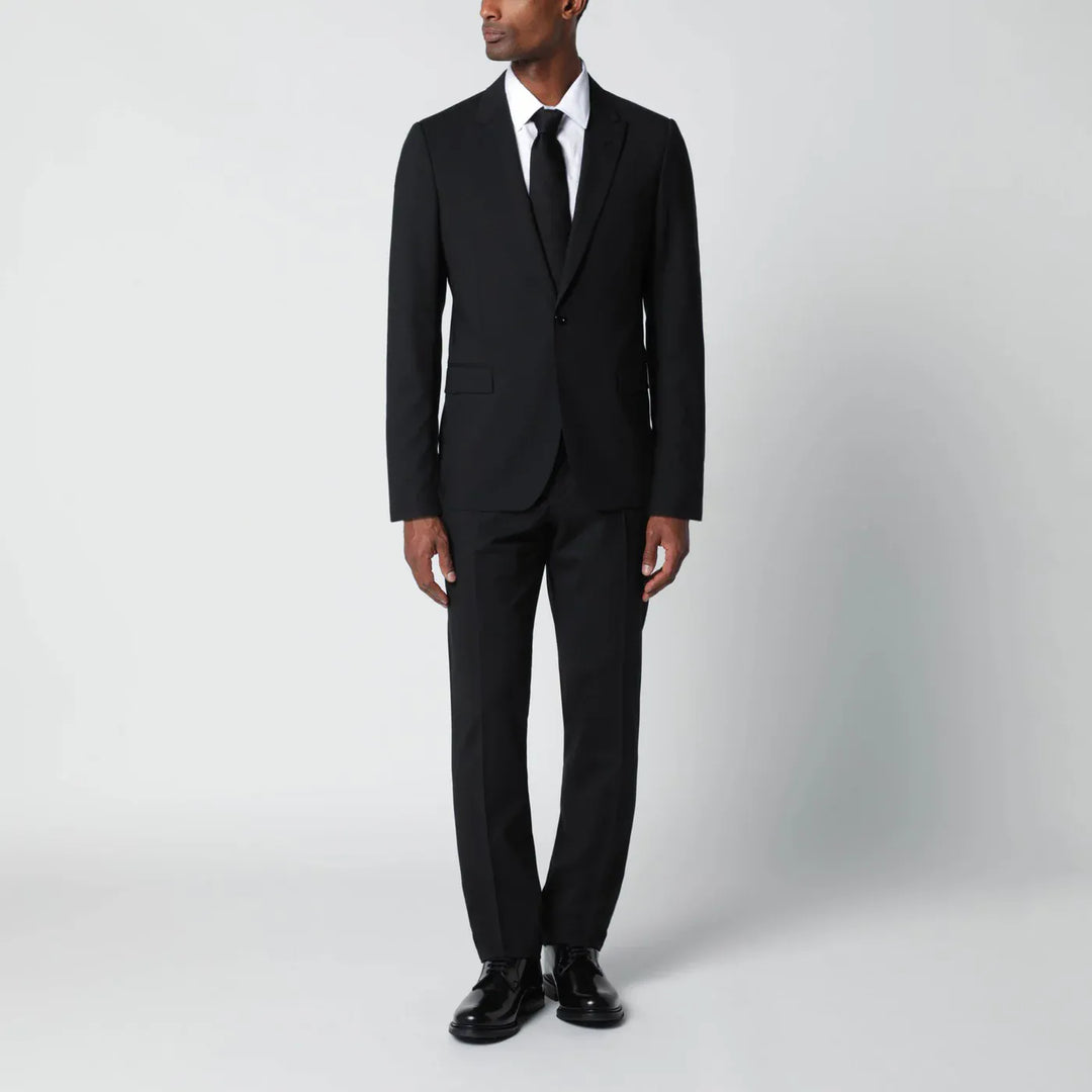 Lardini - Black single-breasted wool-blend suit Brand Apparel &amp; Accessories 52 IT