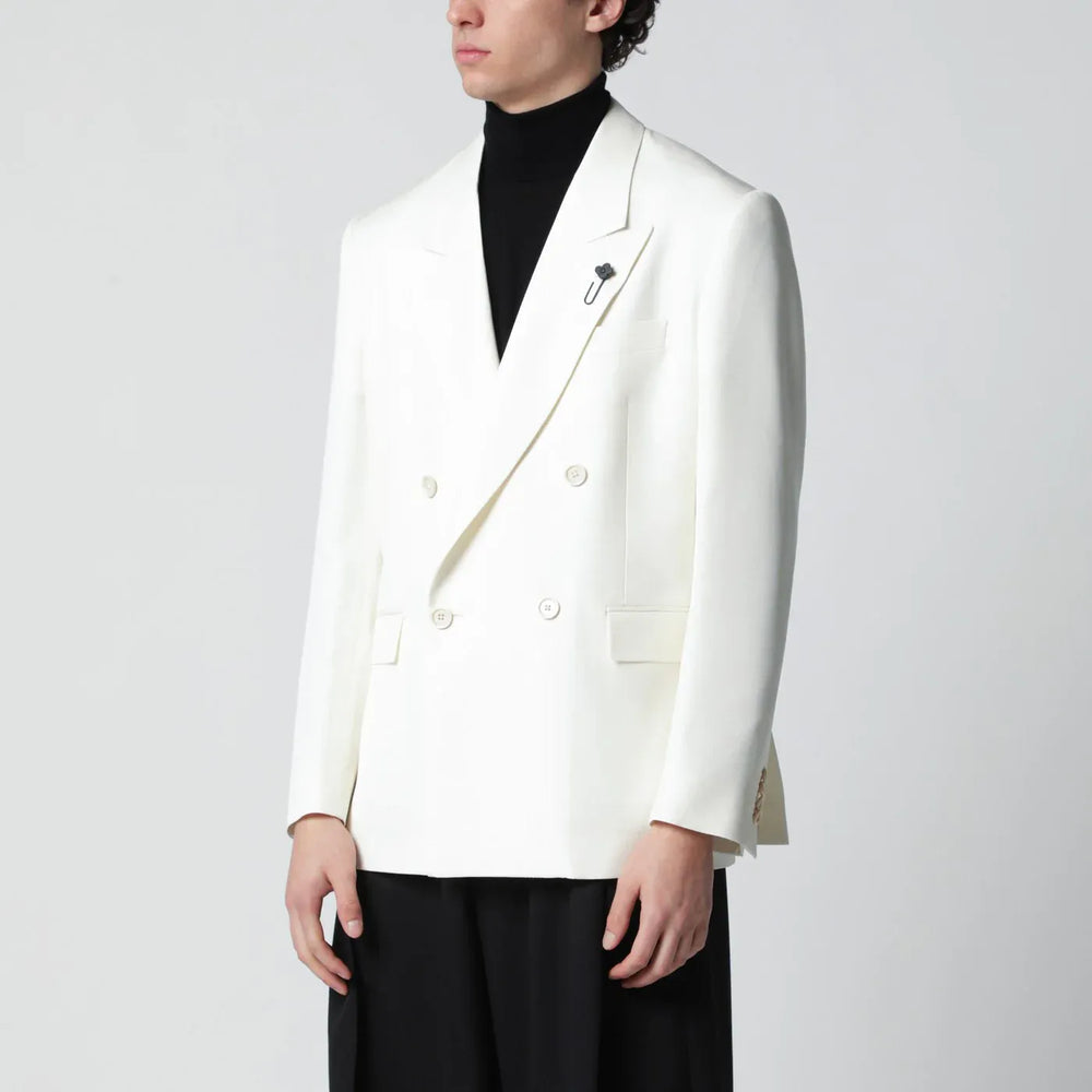 Lardini - White viscose double-breasted suit Brand Apparel & Accessories 46 IT