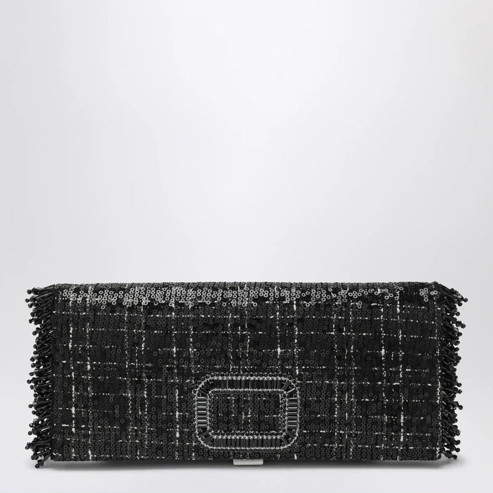 ROGER VIVIER - Black Pilgrim clutch bag with micro sequins Brand Apparel &amp; Accessories TU