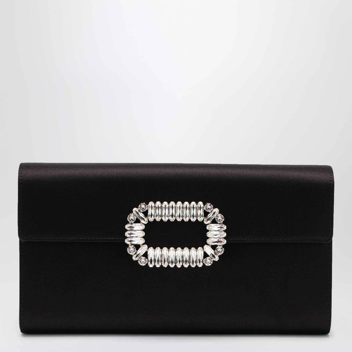 ROGER VIVIER - Black satin pochette with Sexy Choc buckle Brand Apparel &amp; Accessories U