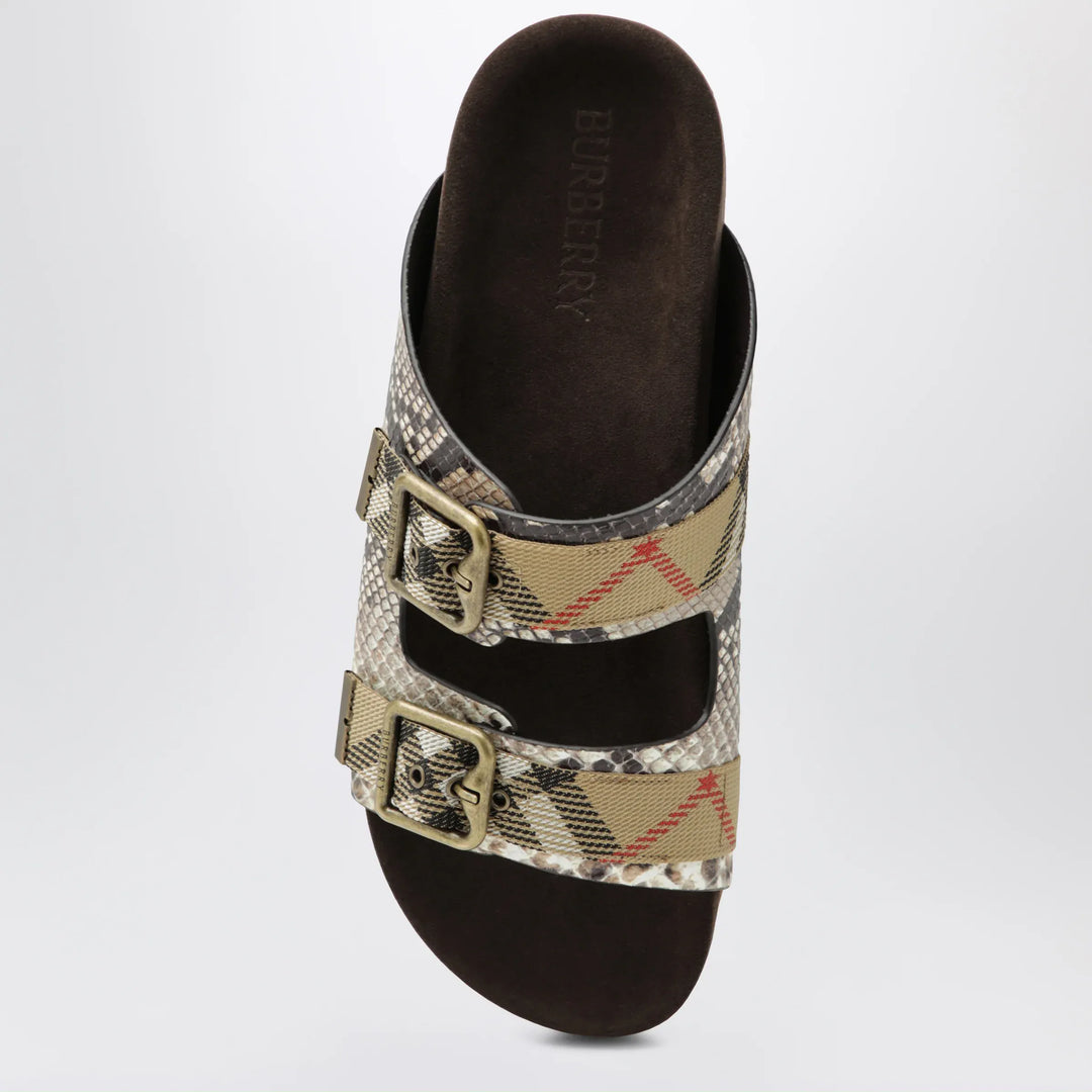 Burberry - Urchin sandals in leather with python print Brand Apparel &amp; Accessories > Shoes
