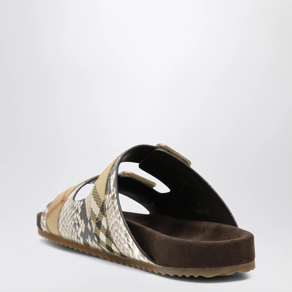Burberry - Urchin sandals in leather with python print Brand Apparel & Accessories > Shoes