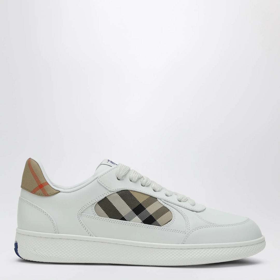 Burberry - White leather sneaker terrace and Check Brand Apparel &amp; Accessories > Shoes 36 IT