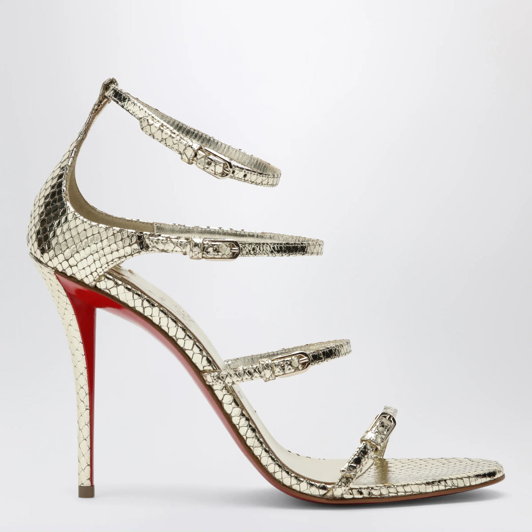 Christian Louboutin - Gold leather high sandals Brand Apparel &amp; Accessories > Shoes 37,5 IT