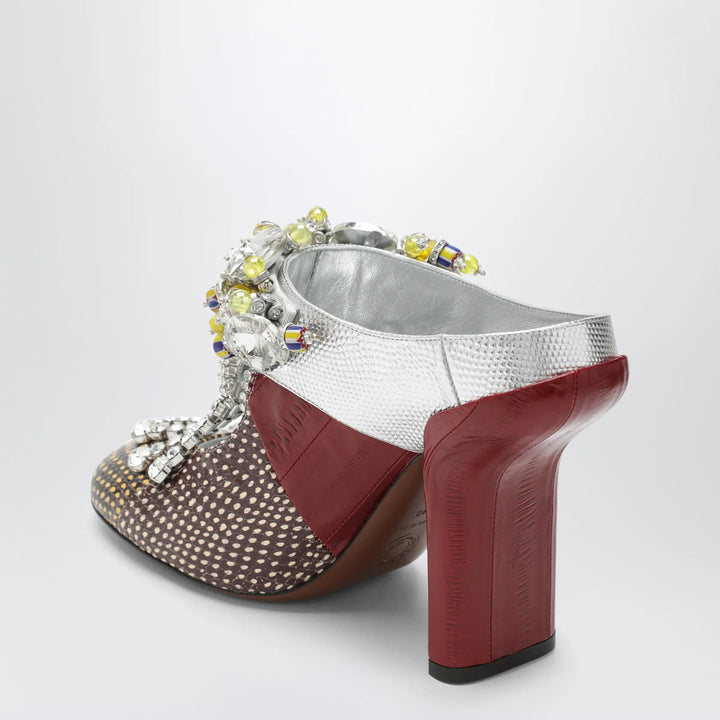 Dries Van Noten - Patchwork leather mules with decoration Brand Apparel &amp; Accessories > Shoes