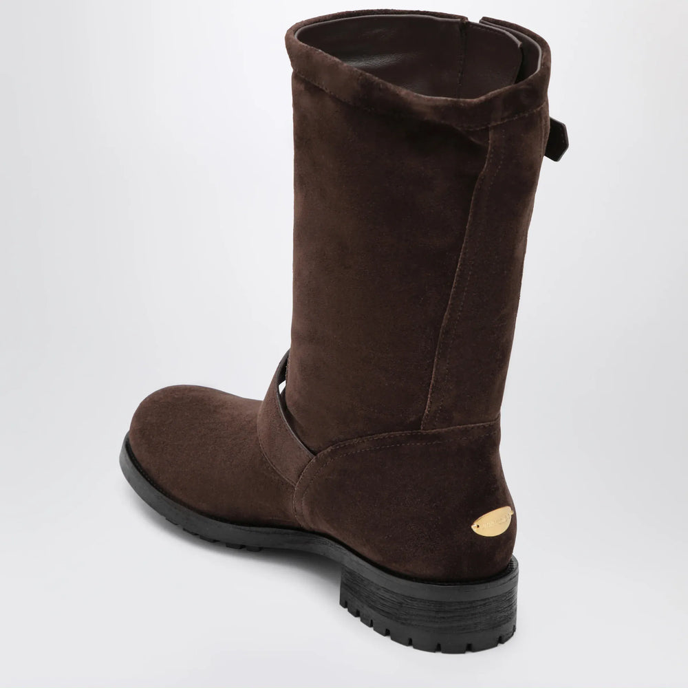 Jimmy Choo - Chocolate suede biker boots Brand Apparel & Accessories > Shoes