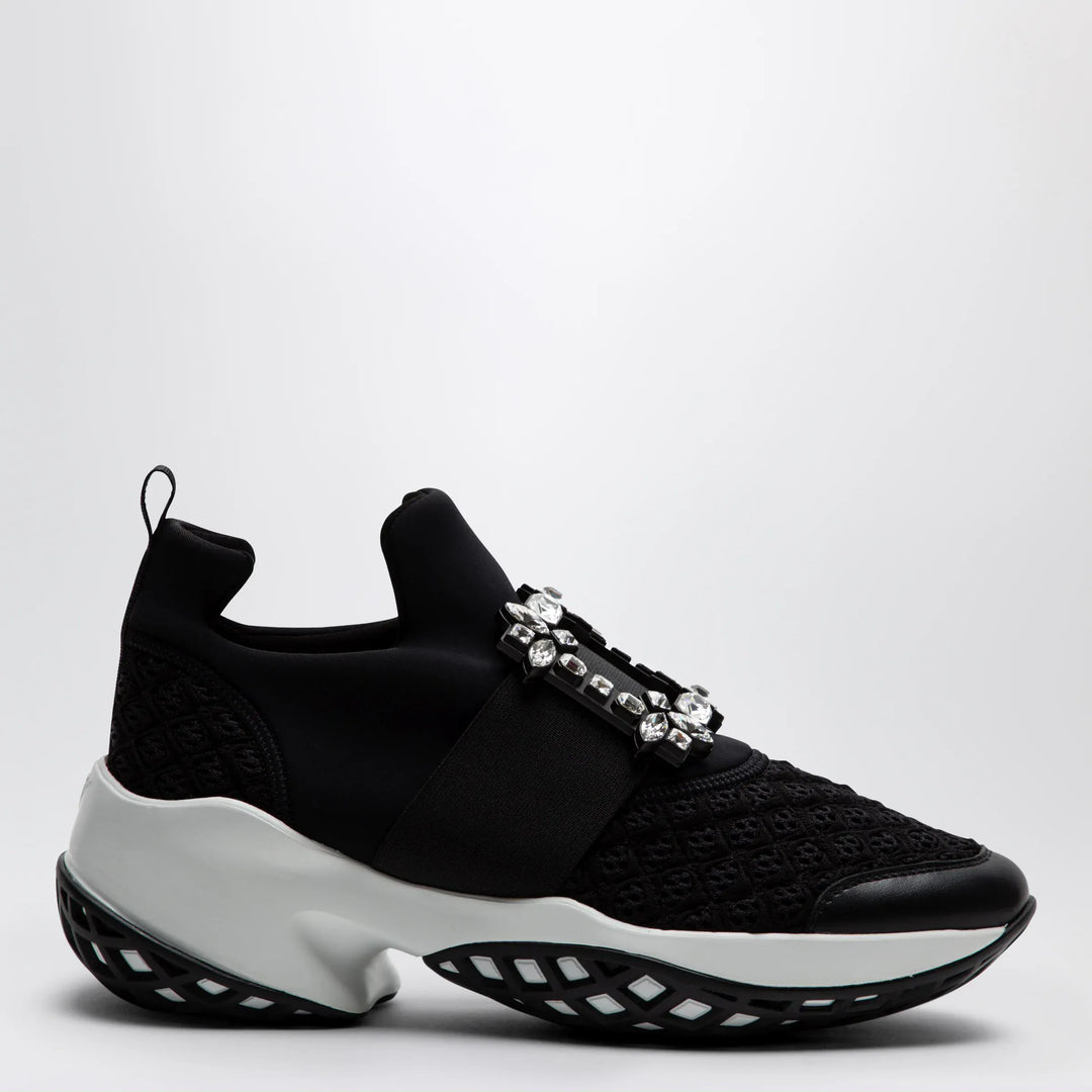 ROGER VIVIER - Black Viv Run strass buckle sneakers Brand Apparel & Accessories > Shoes 36,5 IT