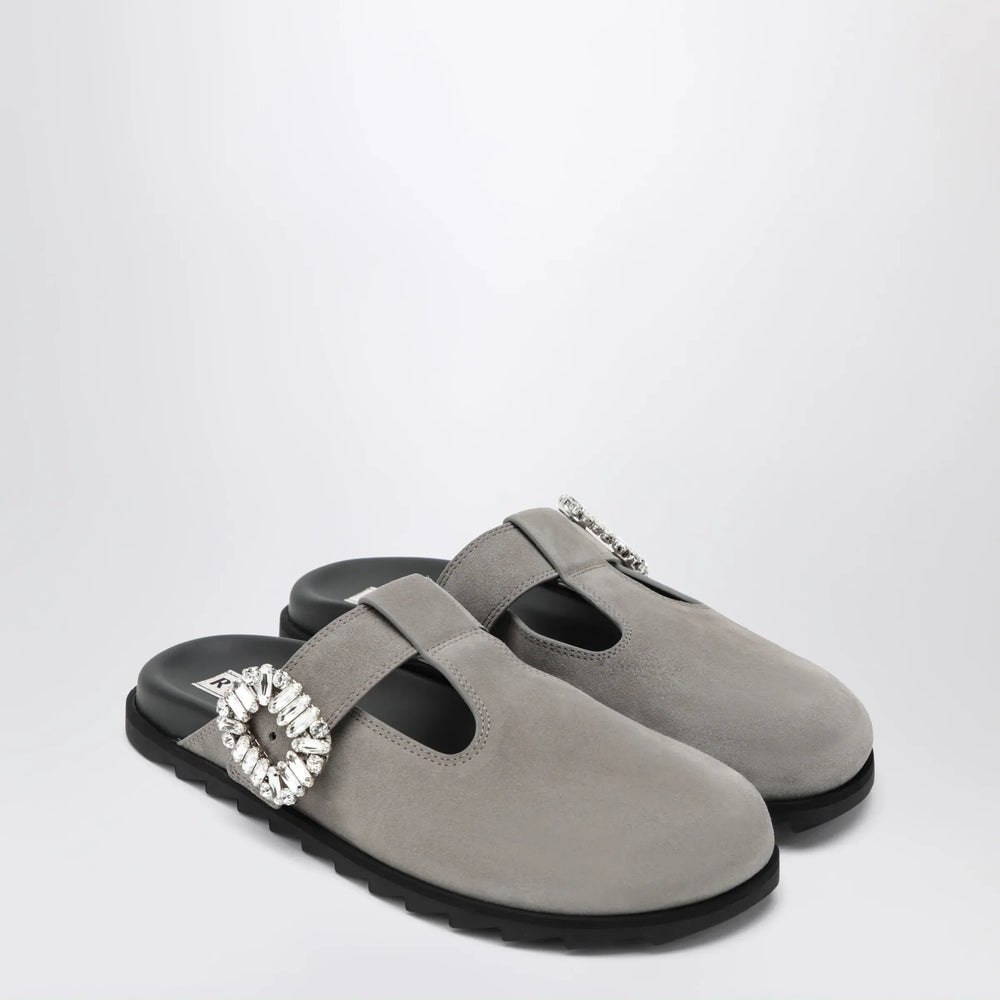 ROGER VIVIER - Slidy Viv Mules in suede clay-coloured Brand Apparel & Accessories > Shoes