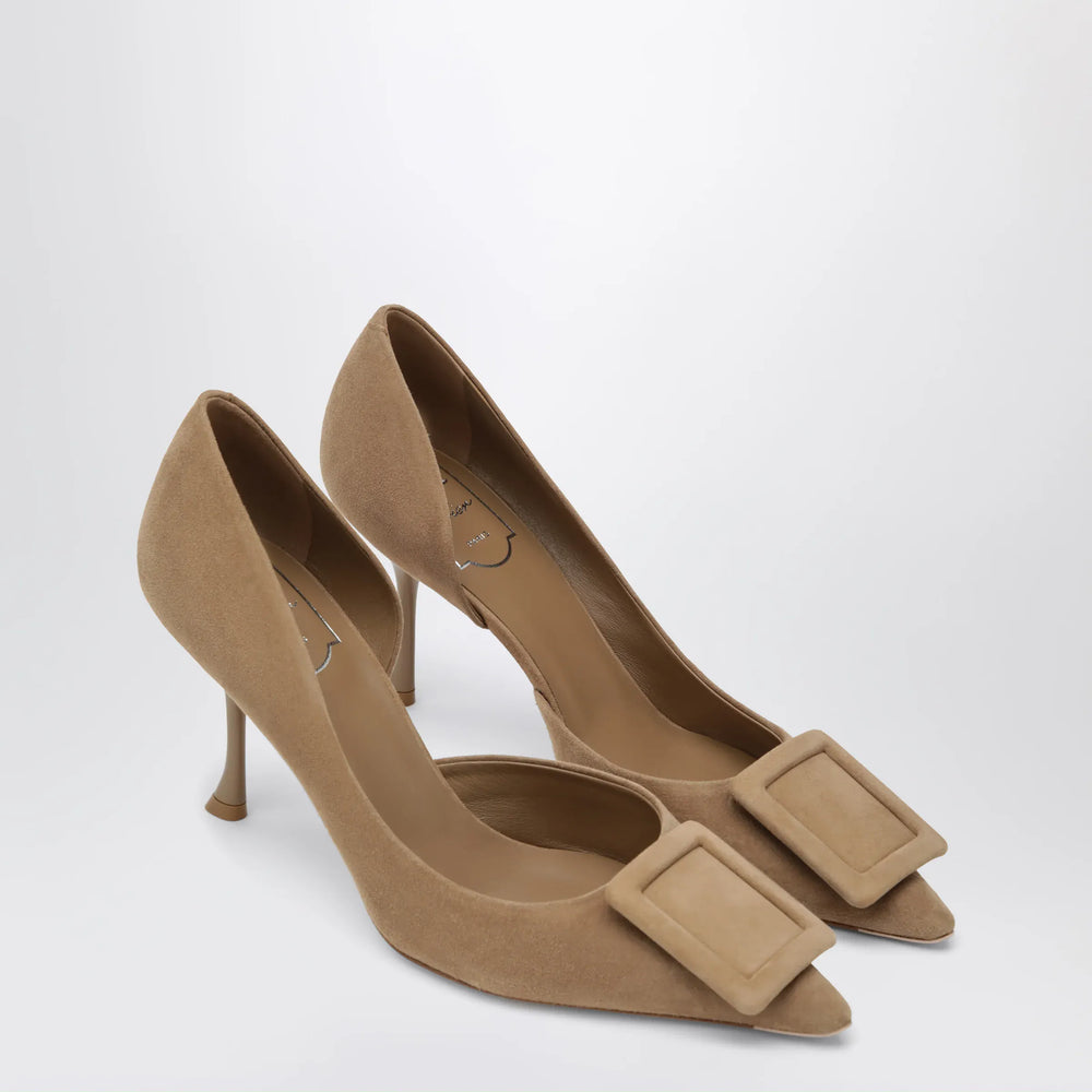 ROGER VIVIER - Viv Ville Dorsay suede pumps in tobacco brown Brand Apparel & Accessories > Shoes