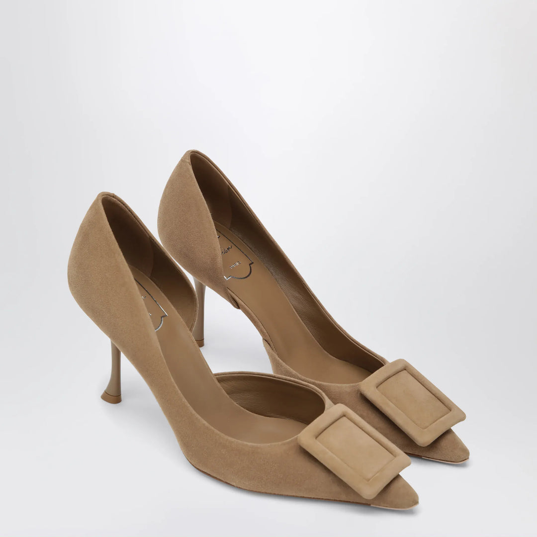 ROGER VIVIER - Viv Ville Dorsay suede pumps in tobacco brown Brand Apparel &amp; Accessories > Shoes