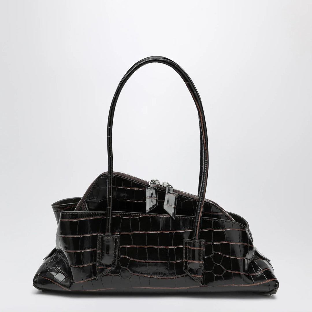The Attico - La Passeggiata Small bag in coffee crocodile-print leather Brand Apparel & Accessories U