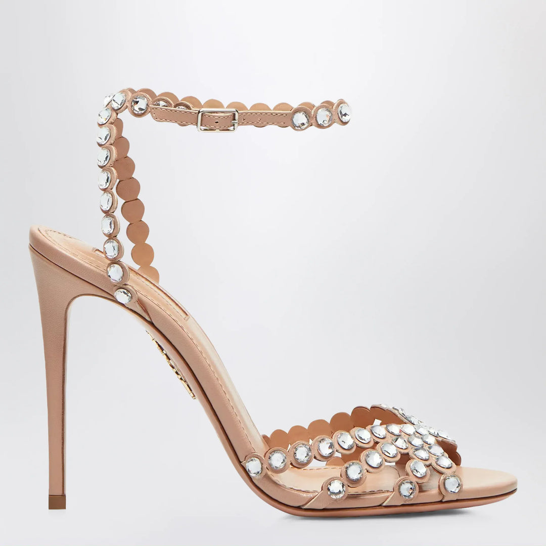 Aquazzura - Tequila Sandal crystal nappa sandals in Daisy yellow Brand 38,5 IT