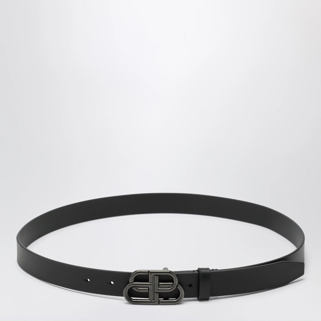 Balenciaga - Slim BB belt in calfskin leather in black Brand 75 EU