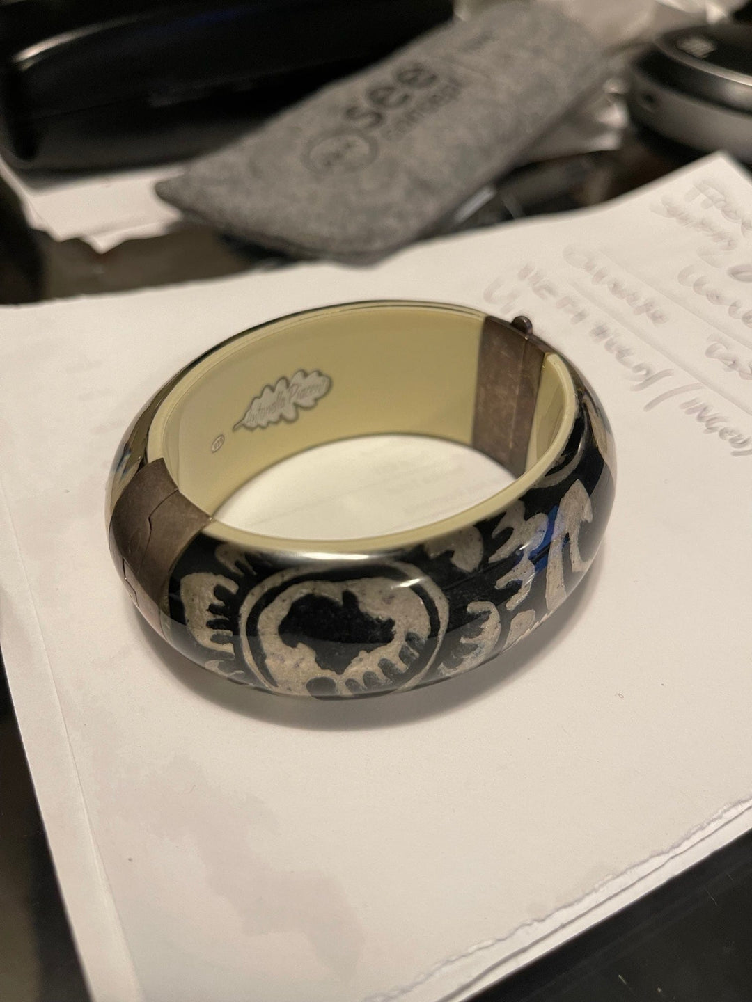 Antonella Piacenti Bangle Antonella Piacenti Black Lava Openable Bangle 925 Silver Brand