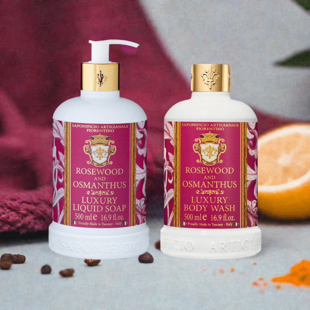 Saponificio Artigianale Fiorentino Body and Hand Wash Bundles Saponificio Artigianale Fiorentino Rosewood &amp; Osmanthus Body &amp; Hand Wash Set Brand