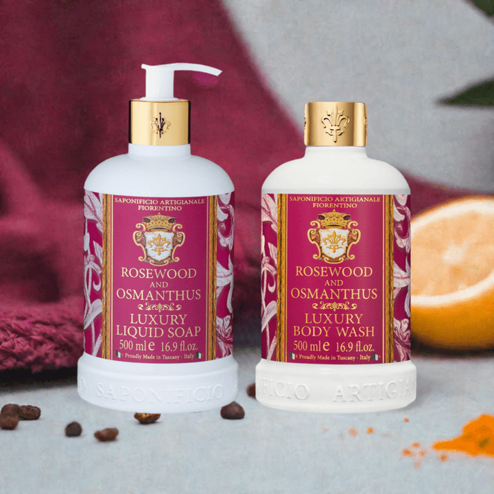 Saponificio Artigianale Fiorentino Body and Hand Wash Bundles Saponificio Artigianale Fiorentino Rosewood &amp; Osmanthus Body &amp; Hand Wash Set Brand