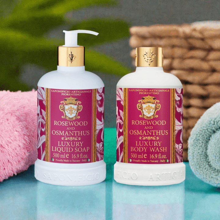 Saponificio Artigianale Fiorentino Body and Hand Wash Bundles Saponificio Artigianale Fiorentino Rosewood &amp; Osmanthus Body &amp; Hand Wash Set Brand