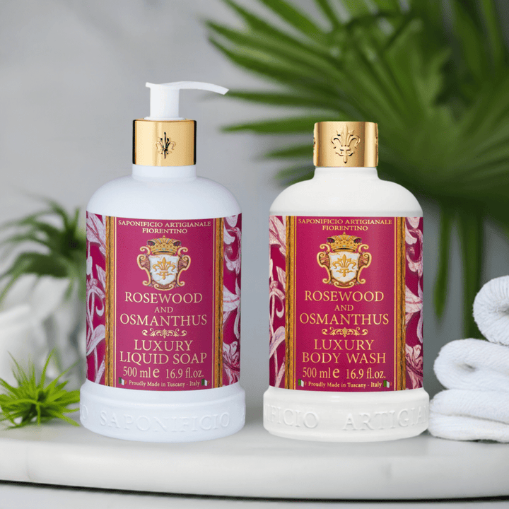 Saponificio Artigianale Fiorentino Body and Hand Wash Bundles Saponificio Artigianale Fiorentino Rosewood &amp; Osmanthus Body &amp; Hand Wash Set Brand