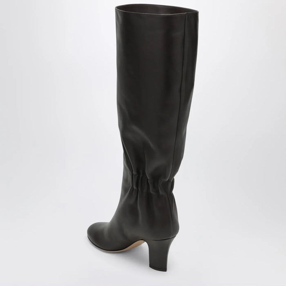 Ferragamo - Ruched Boots in Dark Brown Leather Brand Boots