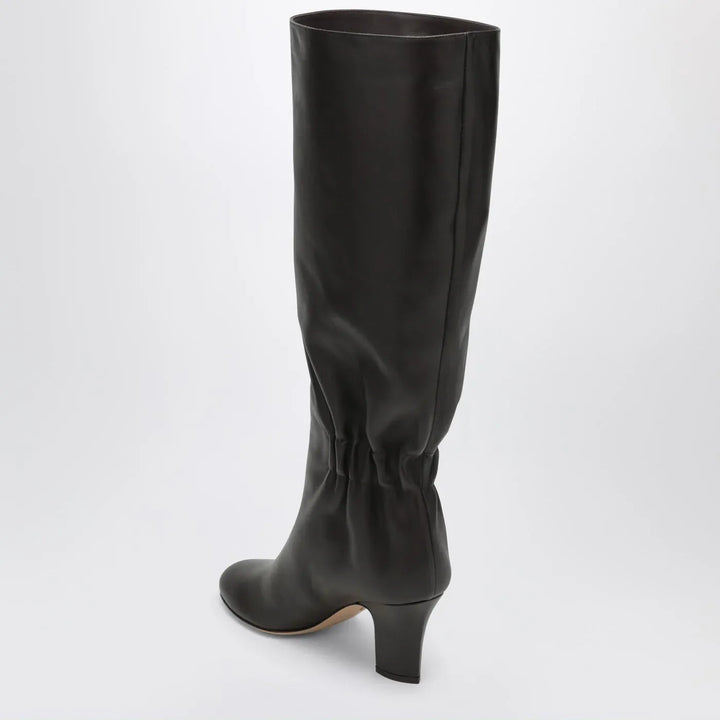 Ferragamo - Ruched Boots in Dark Brown Leather Brand Boots