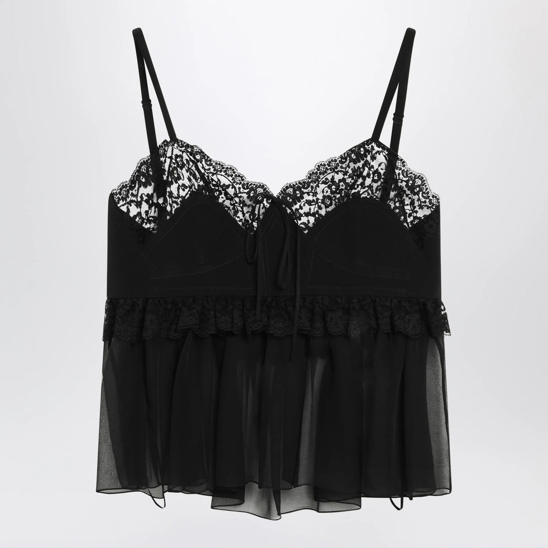 Chloé - Silk crêpe de chine top with thin straps, black Brand 38  FR