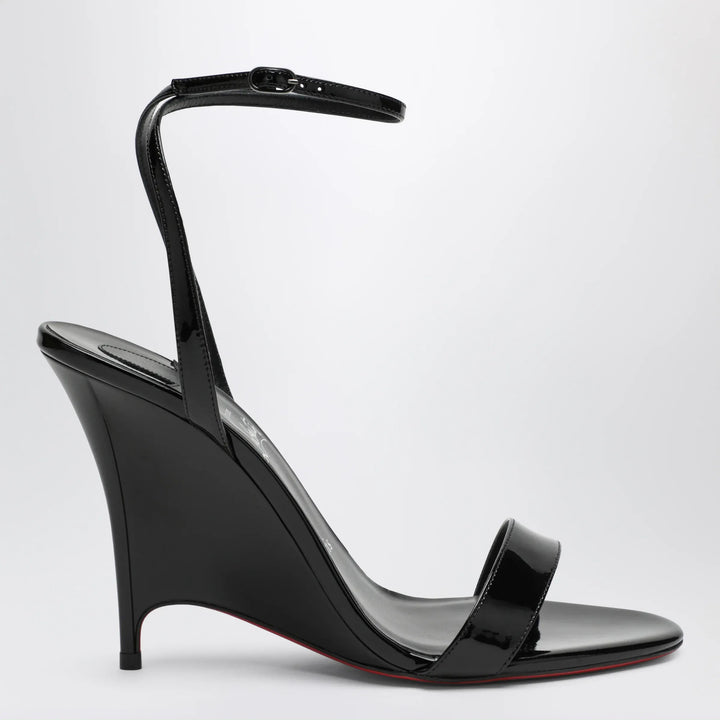 Christian Louboutin - Miss Z black patent leather wedge sandals Brand 36 IT