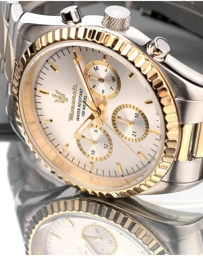 Maserati Chronograph Watches Maserati Competizione 43mm Multifunction Two Tone Chronograph Maserati Watch Competizione 43mm For Men&