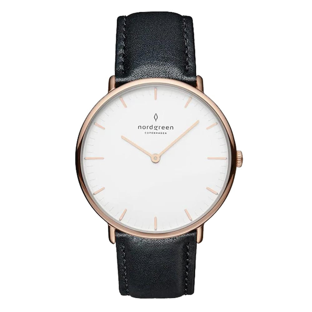 Nordgreen Chronograph Watches Nordgreen Native 32mm Rose Gold Case Black Leather Strap Watch Nordgreen Native 32mm Rose Gold Case Black Leather Strap Watch Brand