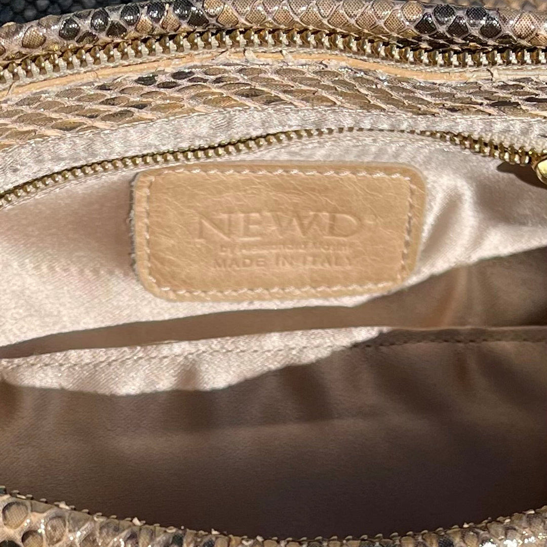 Italian Luxury Group Clutch Pearly Gold Python Clutch With Nacre&