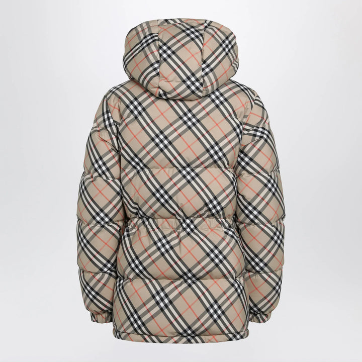Burberry - Hooded check nylon puffer jacket in sand Brand Coats &amp; Jackets