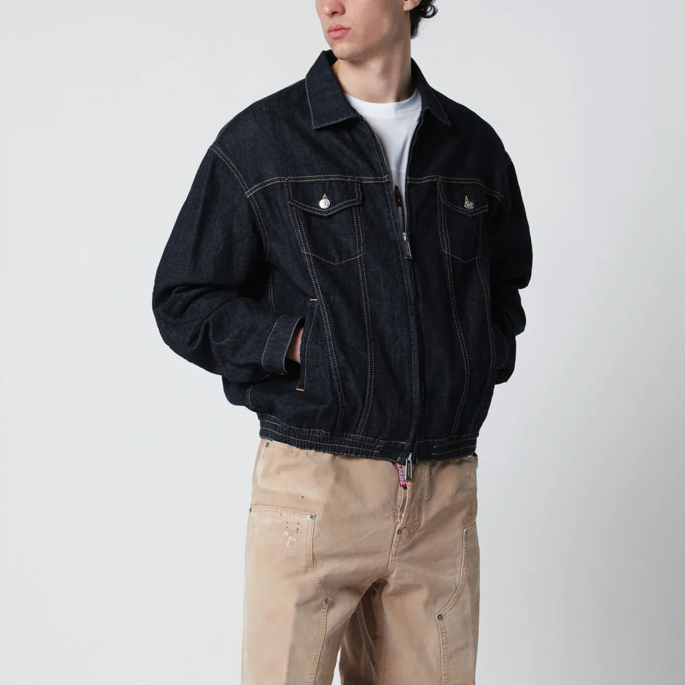 Dsquared2 - Navy blue zip-up denim jacket Brand Coats & Jackets 50 IT