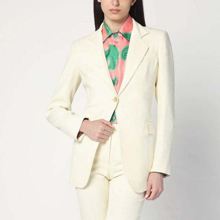 ETRO - White jacquard jacket with crossover detail Brand Coats &amp; Jackets