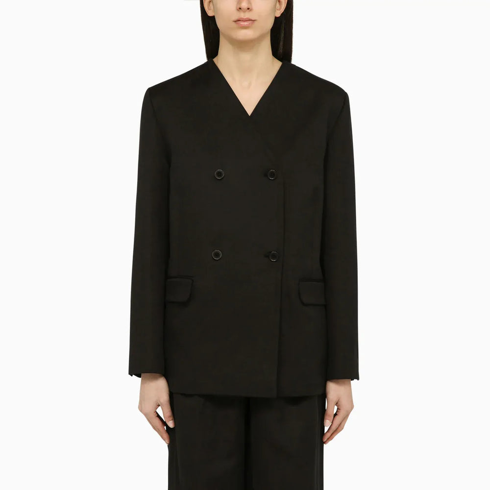 LouLou De Saison - Black double-breasted jacket in cotton and linen Brand Coats & Jackets L