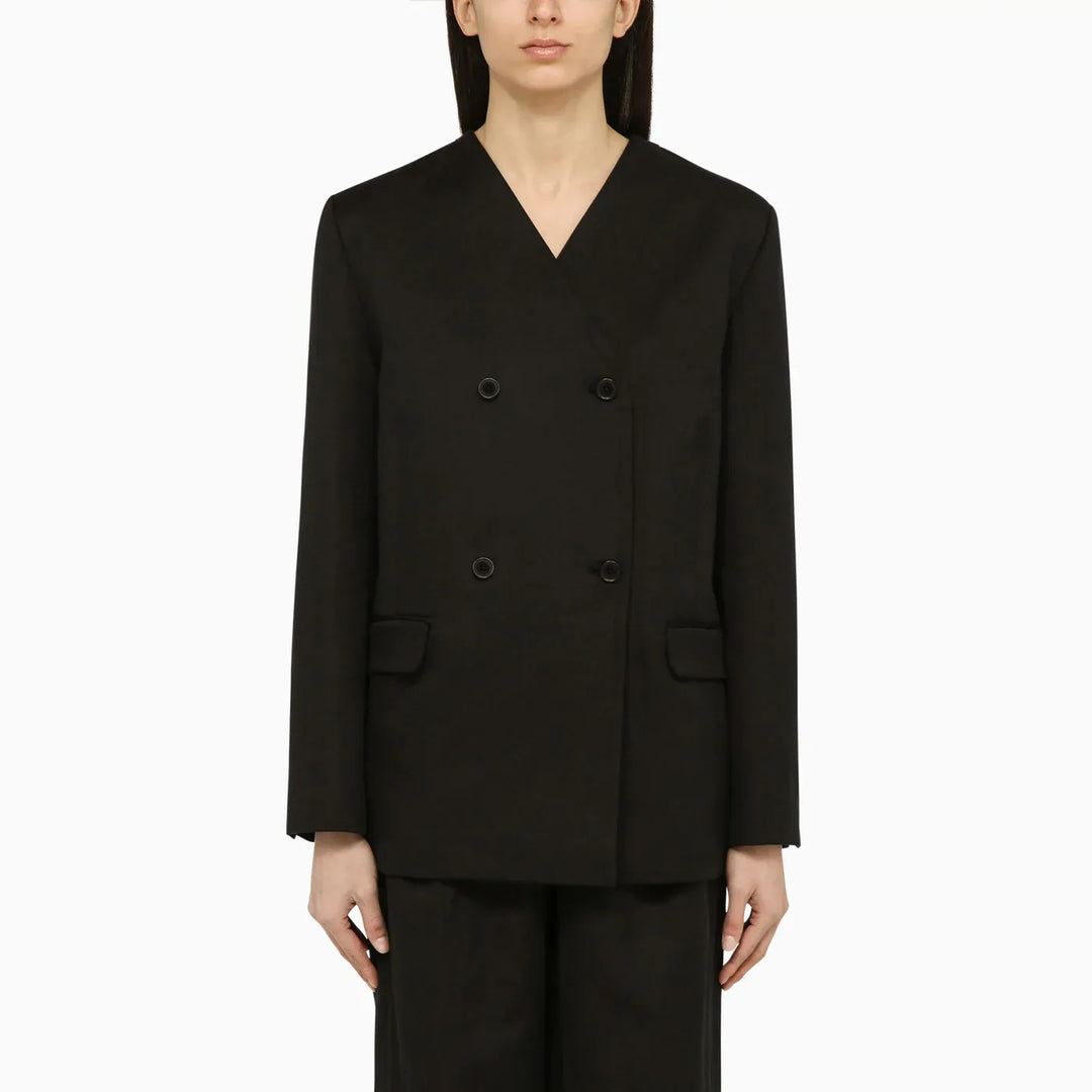 LouLou De Saison - Black double-breasted jacket in cotton and linen Brand Coats &amp; Jackets L