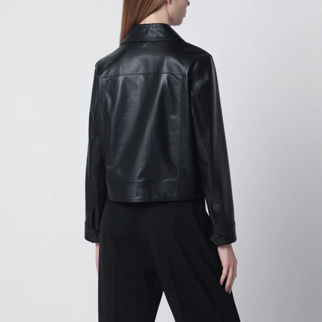Salvatore Santoro - Black cropped leather jacket Brand Coats &amp; Jackets