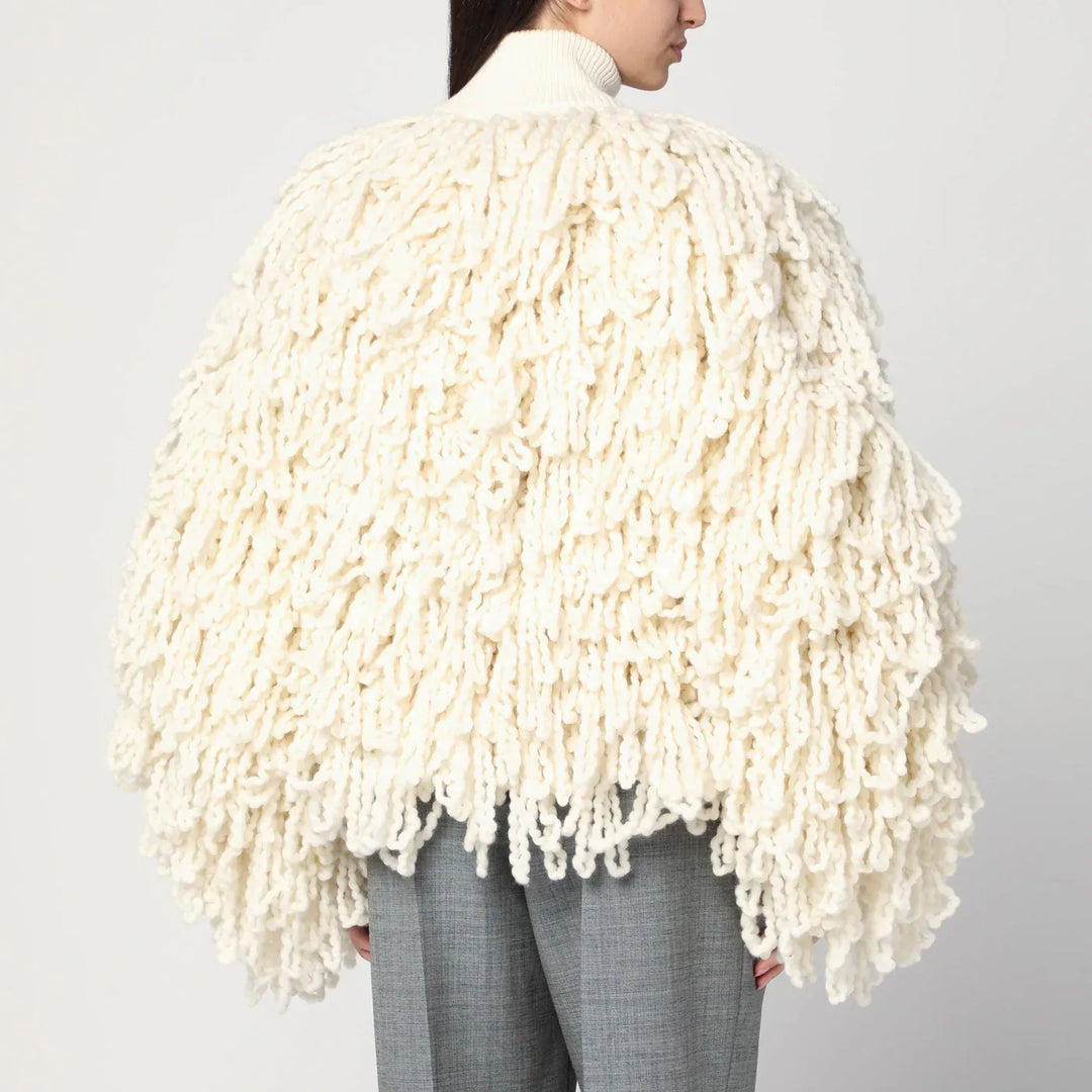 Stella McCartney - White wool bomber jacket with fringes Brand Coats &amp; Jackets