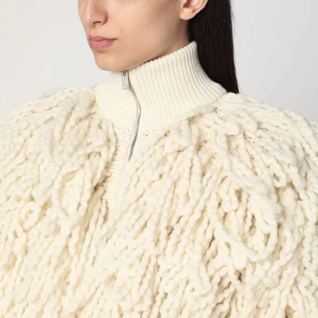 Stella McCartney - White wool bomber jacket with fringes Brand Coats &amp; Jackets