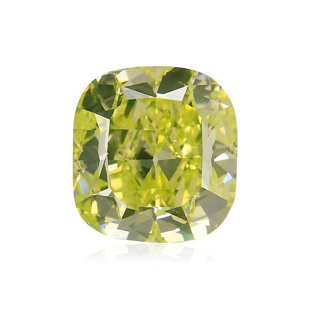 2.03 Carat Fancy Intense Yellow Green Cushion Diamond SI1 GIA Brand Color Diamond