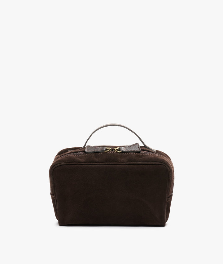 MyStyleBags Cosmetic &amp; Toiletry Bags My Style Bags Berkeley Deluxe Cosmetic Bag Italian Suede Dark Brown Brand