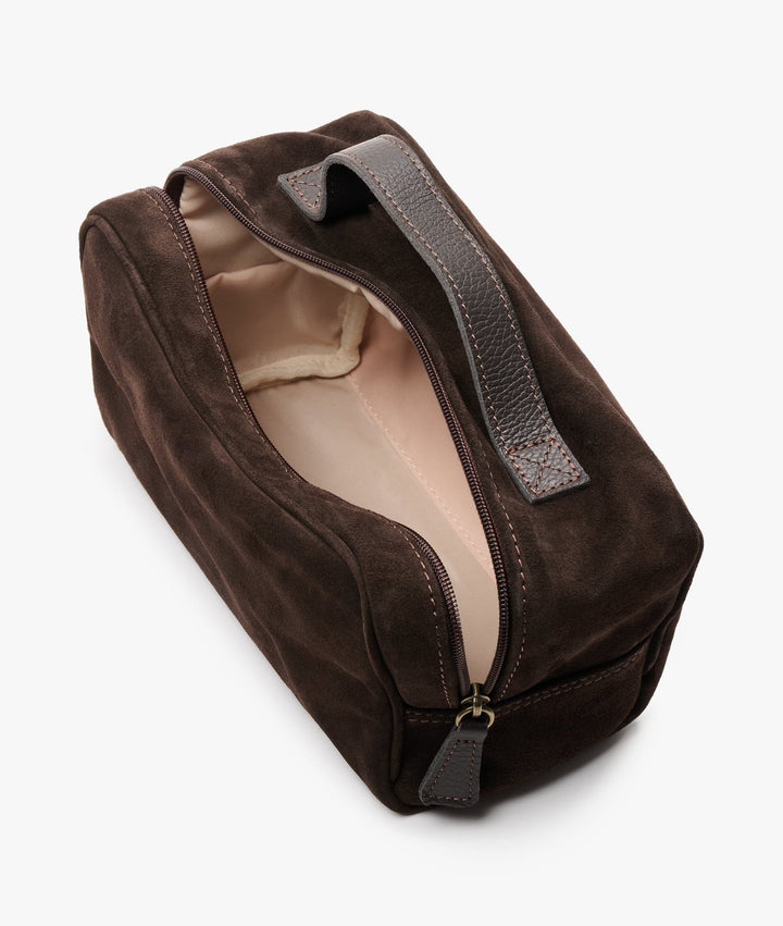 MyStyleBags Cosmetic &amp; Toiletry Bags My Style Bags Berkeley Deluxe Cosmetic Bag Italian Suede Dark Brown Brand